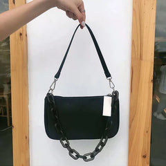 Solid Chain Shoulder Bag Zipper Female Handbag