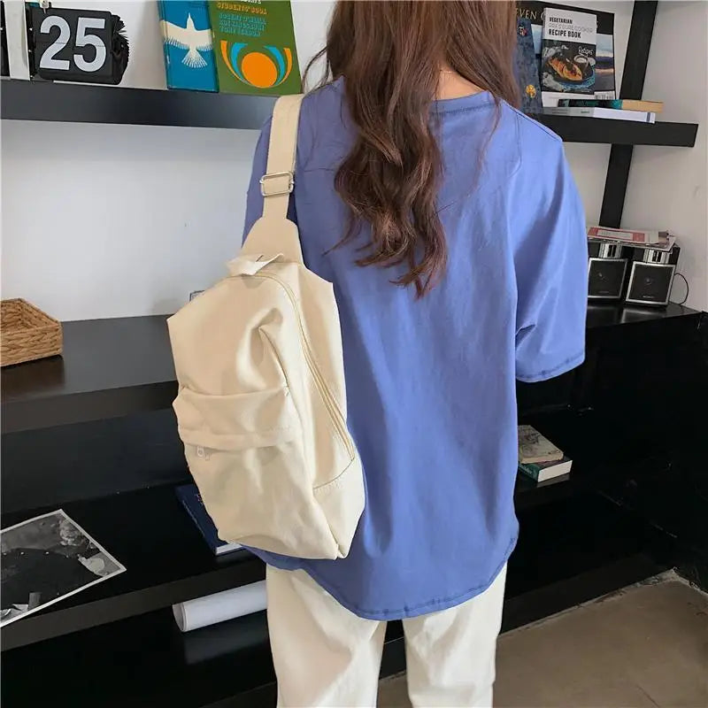 Canvas Shoulder Bag Women Casual Harajuku Crossbody Handbag