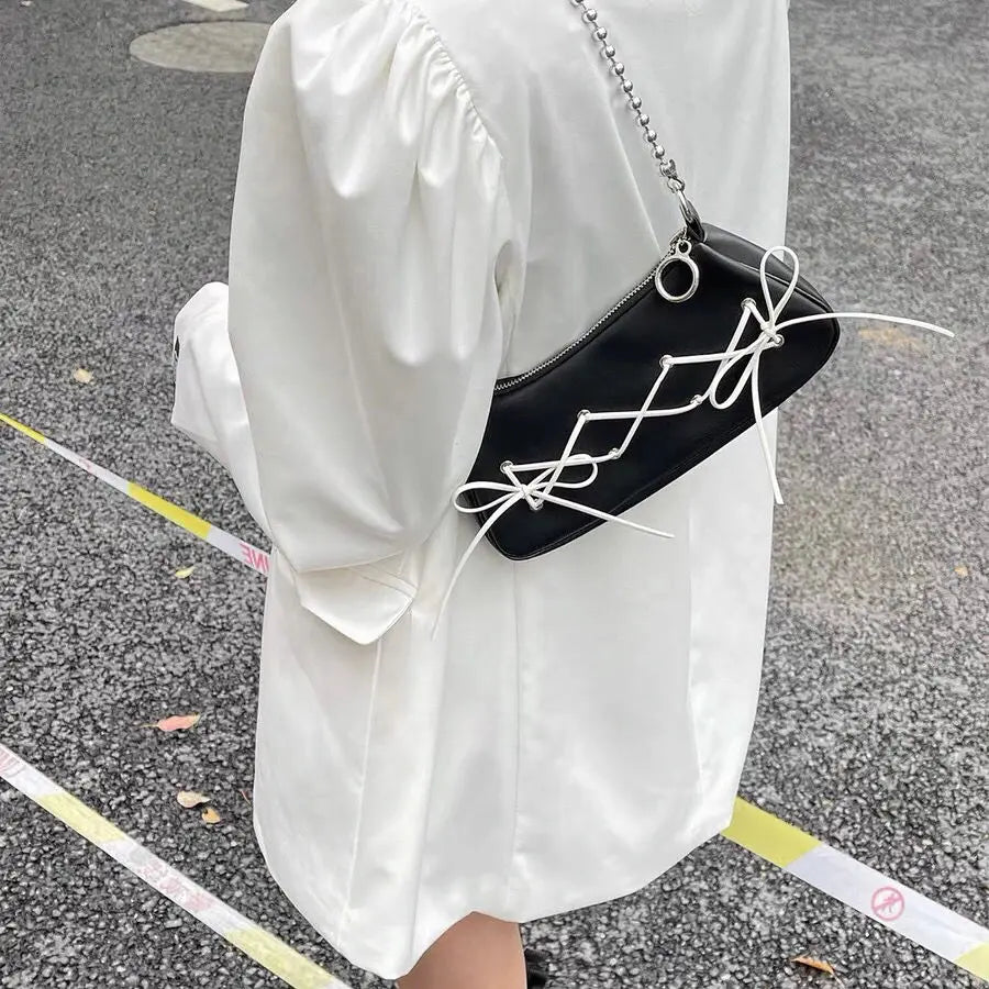 Shoulder Bags Women Bow PU Chain Mini Bag Zipper Shopping