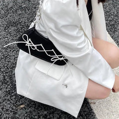 Shoulder Bags Women Bow PU Chain Mini Bag Zipper Shopping