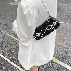 Shoulder Bags Women Bow PU Chain Mini Bag Zipper Shopping