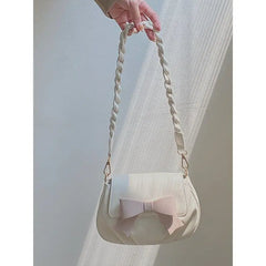 Women Shoulder Bag Bow Sweet Handbag Crossbody Little PU Leather Bag