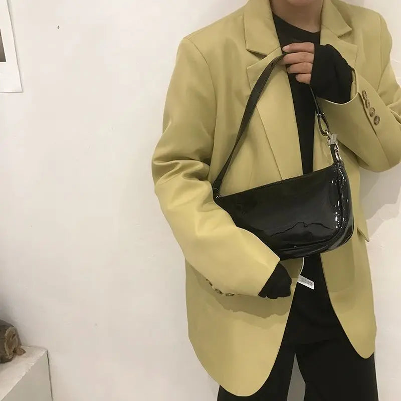 Shoulder Bags Women Bright PU Leather Zipper Female All-match Daily Handbag
