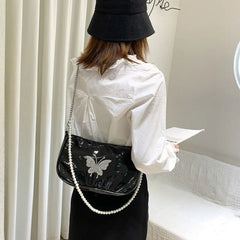Shoulder Bags Women Butterfly Diamonds Crossbody Chains Zipper Teens