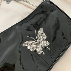 Shoulder Bags Women Butterfly Diamonds Crossbody Chains Zipper Teens