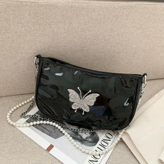 Shoulder Bags Women Butterfly Diamonds Crossbody Chains Zipper Teens