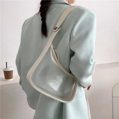 Women PVC Flap Shoulder Bag Transparent Zipper All-match Cross-body Handbag