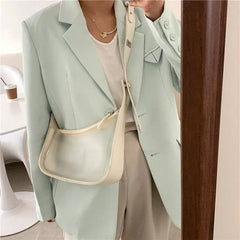 Women PVC Flap Shoulder Bag Transparent Zipper All-match Cross-body Handbag