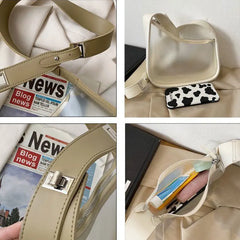 Women PVC Flap Shoulder Bag Transparent Zipper All-match Cross-body Handbag