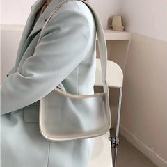 Women PVC Flap Shoulder Bag Transparent Zipper All-match Cross-body Handbag