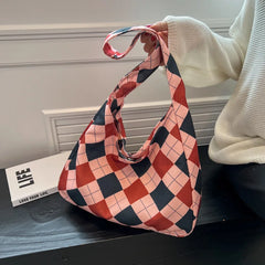 Canvas Shoulder Bag Women Tie Cross-body Shopping Handbag