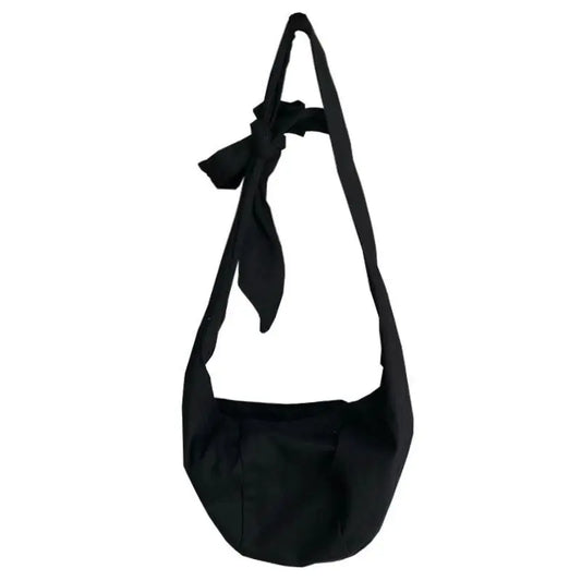 Women Canvas Hobos Tie Cross-body Shoulder Bag Solid Large Capacity