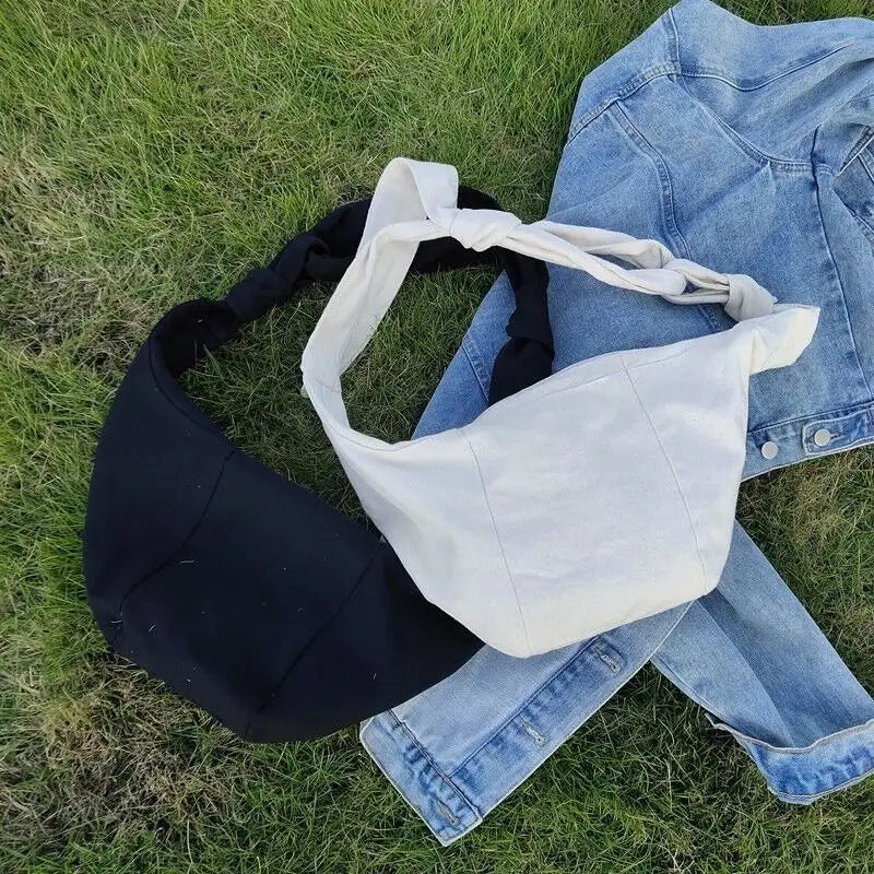 Canvas Hobos Shoulder Bag Solid Large Capacity Underarm Bag