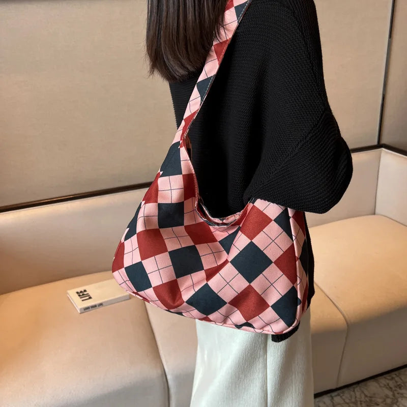 Canvas Shoulder Bag Women Tie Cross-body Shopping Handbag
