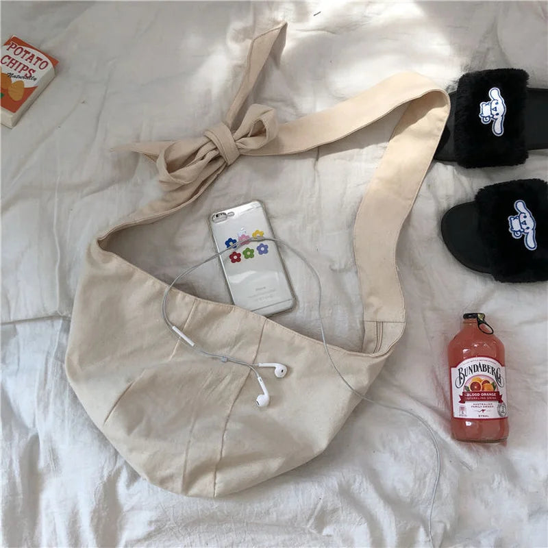 Canvas Hobos Shoulder Bag Solid Large Capacity Underarm Bag