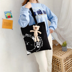Canvas Shoulder Bag Cartoon Sweet Lovely Daily Preppy Students Shopping