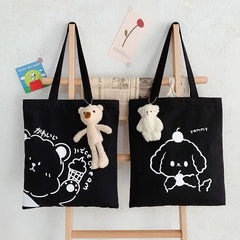 Canvas Shoulder Bag Cartoon Sweet Lovely Daily Preppy Students Shopping