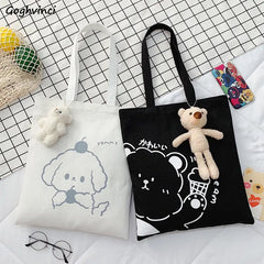Canvas Shoulder Bag Cartoon Sweet Lovely Daily Preppy Students Shopping