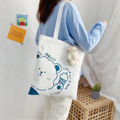 Canvas Shoulder Bag Cartoon Sweet Lovely Daily Preppy Students Shopping