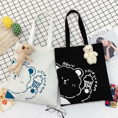 Canvas Shoulder Bag Cartoon Sweet Lovely Daily Preppy Students Shopping