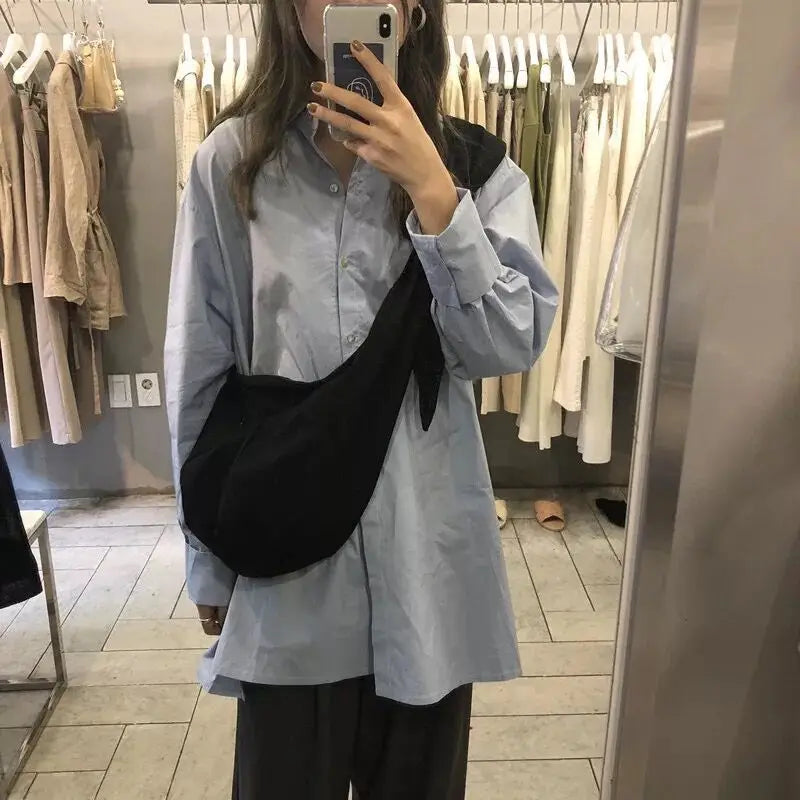 Canvas Tie Cross-body Shoulder Bag Women Solid Large Capacity Underarm Bag