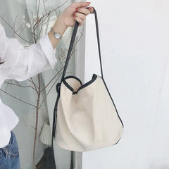 Canvas Shoulder Bag Women Large Capacity Tote Shopping Travel Bucket Handbag