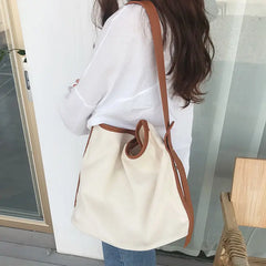 Canvas Shoulder Bag Women Large Capacity Tote Shopping Travel Bucket Handbag