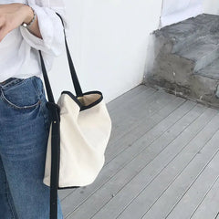 Canvas Shoulder Bag Women Large Capacity Tote Shopping Travel Bucket Handbag