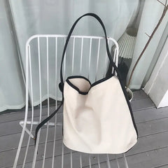 Canvas Shoulder Bag Women Large Capacity Tote Shopping Travel Bucket Handbag