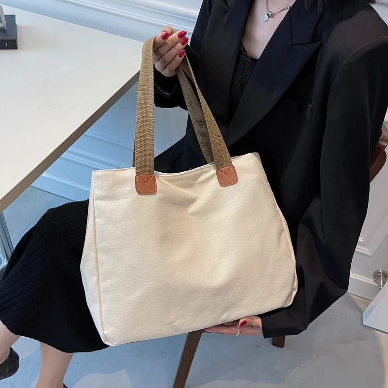 Shoulder Bags Women Casual Large Capacity Patchwork Canvas Ladies