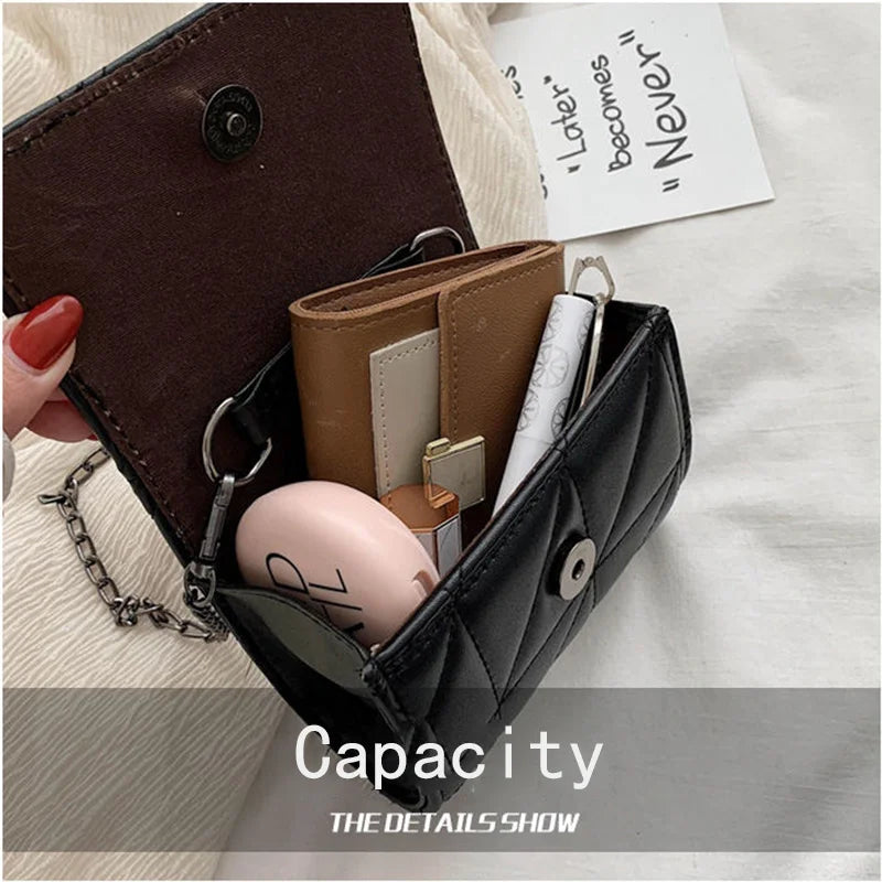 Women Chain Mini Flap Bag Crossbody Solid Brief Cover
