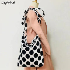 Shoulder Bags Women Dot Crossbody Canvas Large Capacity Ins Shopper Bag