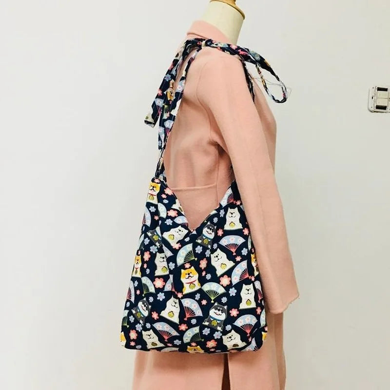 Shoulder Bags Women Dot Crossbody Canvas Large Capacity Ins Shopper Bag