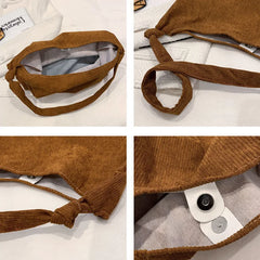 Corduroy Shoulder Bag Large Capacity Tote Harajuku College Bookbag