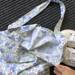 Floral Shoulder Bag Women Cross-body Totes Double Layer Cotton Pouch