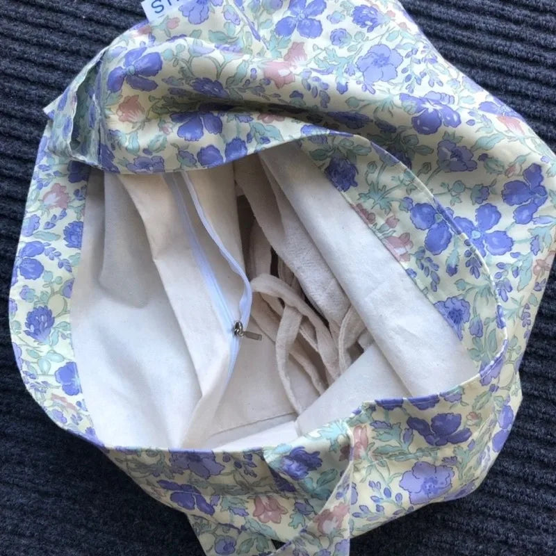 Floral Cotton Large Capacity Tote Bag Female Crossbody Shoulder Bags