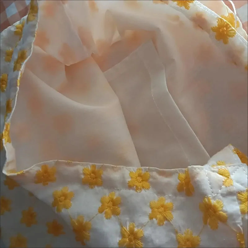 Women Daisy Embroidery Floral Cotton Pouch Handbags