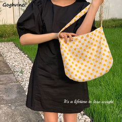 Women Daisy Embroidery Floral Cotton Pouch Handbags
