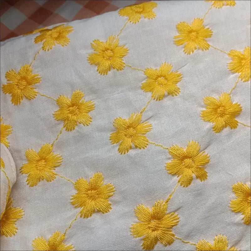 Women Daisy Embroidery Floral Cotton Pouch Handbags