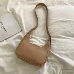 Women PU Leather Half Moon Underarm Bag Retro Handbag