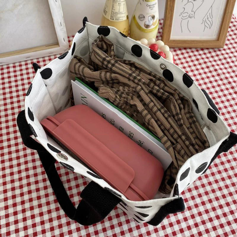 Shoulder Bags Women Dot Canvas Handle Ins Classic Vintage Student All-match
