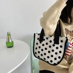 Shoulder Bags Women Dot Canvas Handle Ins Classic Vintage Student All-match