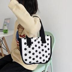 Shoulder Bags Women Dot Canvas Handle Ins Classic Vintage Student All-match