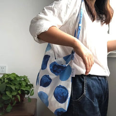 Women Dot Cotton Large Capacity Casual Tote Shoulder Bag
