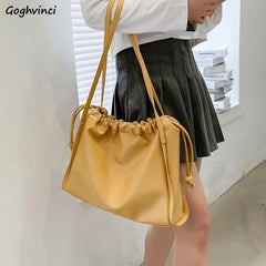 Shoulder Bags Women Drawstring Underarm PU Leather OL Versatile Large Capacity