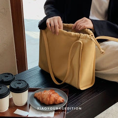 Shoulder Bags Women Drawstring Underarm PU Leather OL Versatile Large Capacity