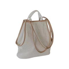 Shoulder Bags Women Casual Handbags Two Straps Linen Bucket Large Capacity
