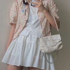 Shoulder Bag Women Flap Crossbody Jacquard Girls Handbag Sweet Vintage Stylish