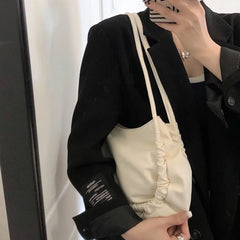 Shoulder Bags Women Office Ladies Pleated Tote Bag Large Capacity