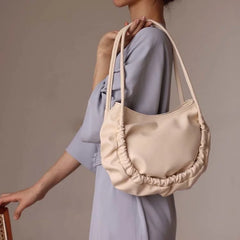 Shoulder Bags Women Office Ladies Pleated Tote Bag Large Capacity